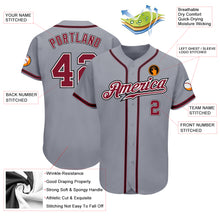Load image into Gallery viewer, Custom Gray Crimson-Black Authentic Baseball Jersey