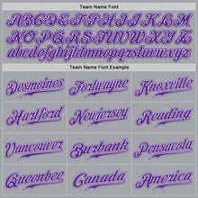 Load image into Gallery viewer, Custom Gray White-Purple Authentic Baseball Jersey