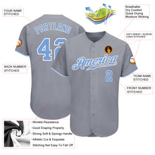 Load image into Gallery viewer, Custom Gray Light Blue-White Authentic Baseball Jersey