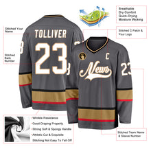 Load image into Gallery viewer, Custom Steel Gray White-Old Gold Hockey Jersey