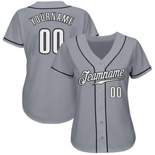Load image into Gallery viewer, Custom Gray White-Black Authentic Baseball Jersey