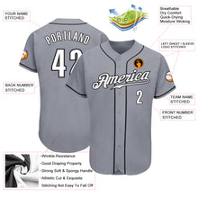 Load image into Gallery viewer, Custom Gray White-Black Authentic Baseball Jersey
