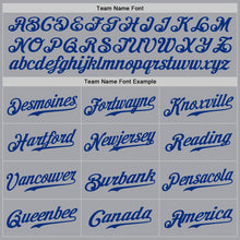 Load image into Gallery viewer, Custom Gray Royal Pinstripe Royal-Red Authentic Baseball Jersey