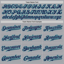 Load image into Gallery viewer, Custom Gray Navy Pinstripe Navy-Teal Authentic Baseball Jersey