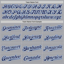 Load image into Gallery viewer, Custom Gray Navy Pinstripe Navy-Light Blue Authentic Baseball Jersey