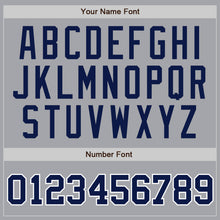 Load image into Gallery viewer, Custom Gray Navy Pinstripe Navy-White Authentic Baseball Jersey