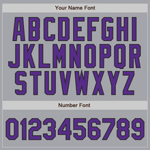 Load image into Gallery viewer, Custom Gray Purple Pinstripe Purple-Black Authentic Baseball Jersey