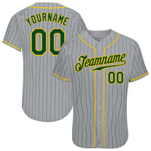 Load image into Gallery viewer, Custom Gray Green Pinstripe Green-Gold Authentic Baseball Jersey