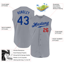 Load image into Gallery viewer, Custom Gray Royal-Red Authentic Sleeveless Baseball Jersey