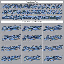 Load image into Gallery viewer, Custom Gray Light Blue-Black Authentic Sleeveless Father's Day Baseball Jersey