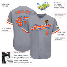 Load image into Gallery viewer, Custom Gray Orange White-Royal Authentic Baseball Jersey