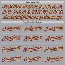 Load image into Gallery viewer, Custom Gray Purple-Gold Authentic Baseball Jersey