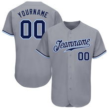 Load image into Gallery viewer, Custom Gray Navy White-Light Blue Authentic Baseball Jersey