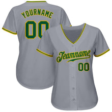 Load image into Gallery viewer, Custom Gray Kelly Green-Gold Authentic Baseball Jersey