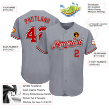 Load image into Gallery viewer, Custom Gray Red White-Black Authentic Baseball Jersey