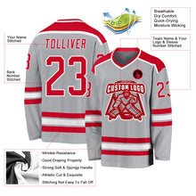 Load image into Gallery viewer, Custom Gray Red-White Hockey Jersey