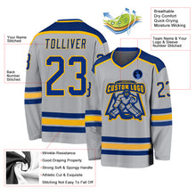 Load image into Gallery viewer, Custom Gray Royal-Gold Hockey Jersey