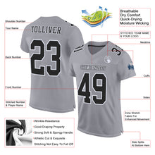 Load image into Gallery viewer, Custom Gray Black-White Mesh Authentic Football Jersey