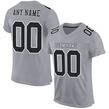 Load image into Gallery viewer, Custom Gray Black-White Mesh Authentic Football Jersey
