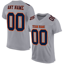 Load image into Gallery viewer, Custom Gray Navy-Orange Mesh Authentic Football Jersey