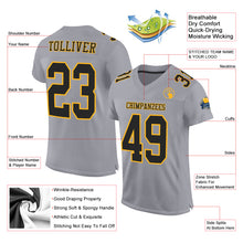 Load image into Gallery viewer, Custom Gray Black-Gold Mesh Authentic Football Jersey
