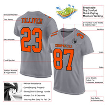 Load image into Gallery viewer, Custom Gray Orange-Black Mesh Authentic Football Jersey