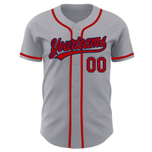 Load image into Gallery viewer, Custom Gray Red-Navy Authentic Baseball Jersey