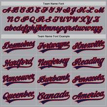 Load image into Gallery viewer, Custom Gray Navy-Red Authentic Baseball Jersey