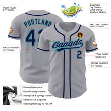 Load image into Gallery viewer, Custom Gray Navy-Teal Authentic Baseball Jersey