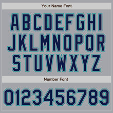 Load image into Gallery viewer, Custom Gray Navy-Teal Authentic Baseball Jersey