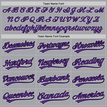 Load image into Gallery viewer, Custom Gray Purple-Black Authentic Baseball Jersey