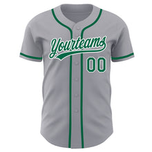 Load image into Gallery viewer, Custom Gray Kelly Green-White Authentic Baseball Jersey