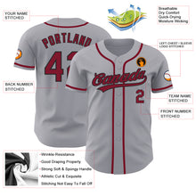 Load image into Gallery viewer, Custom Gray Crimson-Black Authentic Baseball Jersey