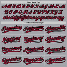 Load image into Gallery viewer, Custom Gray Crimson-Black Authentic Baseball Jersey