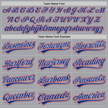 Load image into Gallery viewer, Custom Gray Royal-Red Authentic Baseball Jersey