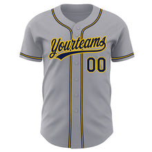 Load image into Gallery viewer, Custom Gray Navy-Gold Authentic Baseball Jersey