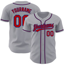 Load image into Gallery viewer, Custom Gray Red-Royal Authentic Baseball Jersey