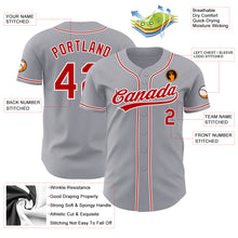 Load image into Gallery viewer, Custom Gray Red-White Authentic Baseball Jersey