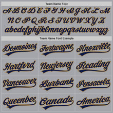 Load image into Gallery viewer, Custom Gray Navy-Old Gold Authentic Baseball Jersey