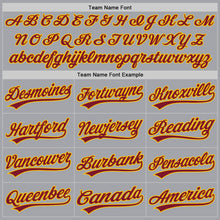 Load image into Gallery viewer, Custom Gray Crimson-Gold Authentic Baseball Jersey
