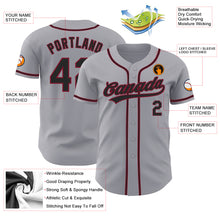 Load image into Gallery viewer, Custom Gray Black-Crimson Authentic Baseball Jersey