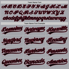 Load image into Gallery viewer, Custom Gray Black-Crimson Authentic Baseball Jersey