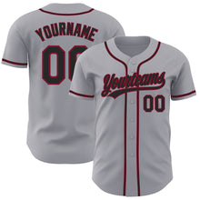 Load image into Gallery viewer, Custom Gray Black-Crimson Authentic Baseball Jersey