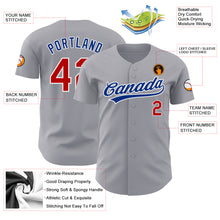 Load image into Gallery viewer, Custom Gray Red-White Authentic Baseball Jersey