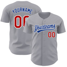 Load image into Gallery viewer, Custom Gray Red-White Authentic Baseball Jersey