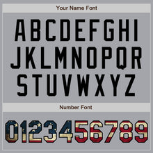 Load image into Gallery viewer, Custom Gray Vintage USA Flag-Black Authentic Baseball Jersey