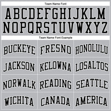 Load image into Gallery viewer, Custom Gray Black Pinstripe Black-White Authentic Basketball Jersey