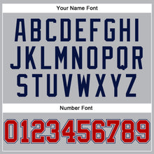 Load image into Gallery viewer, Custom Gray Navy Pinstripe Red-White Authentic Basketball Jersey