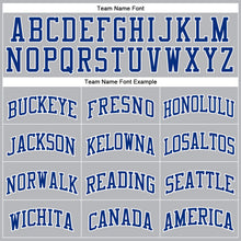 Load image into Gallery viewer, Custom Gray Royal Pinstripe Royal-White Authentic Basketball Jersey