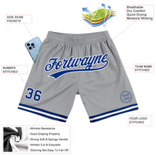 Load image into Gallery viewer, Custom Gray Royal-White Authentic Throwback Basketball Shorts